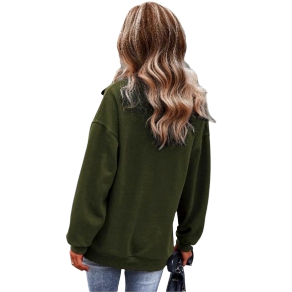 Women's Zip Up Solid Hoodie Pullover - Green - Picture 2 of 8